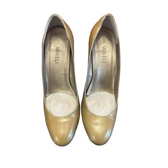 Vaneli Pat Lea Taupe Leather Closed Toe Pumps Size 8.5 Work Heels - Picture 6 of 9